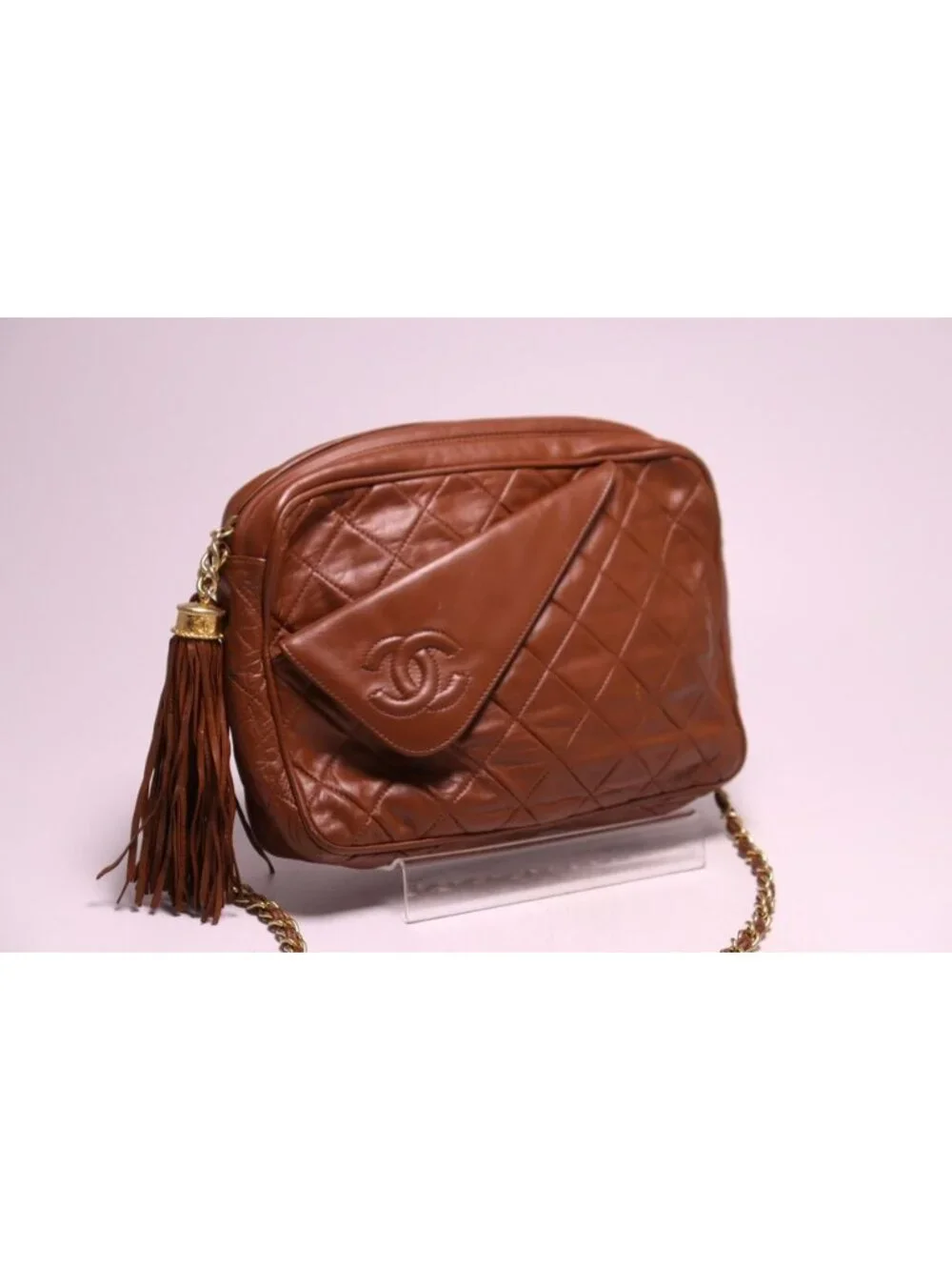 Chanel 0 Quilted Lambskin Chain Shoulder